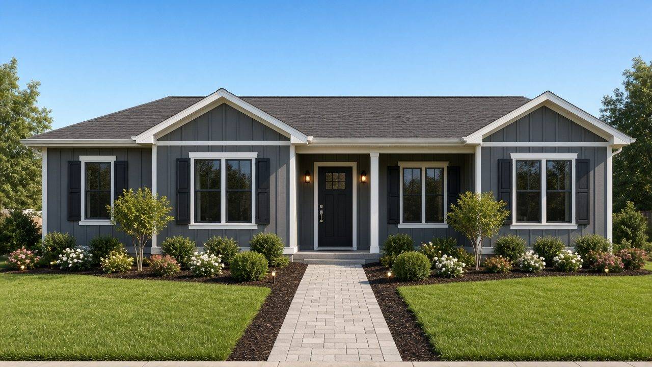 Finished home exterior example
